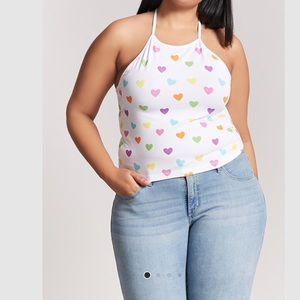 Plus size heart print halter top